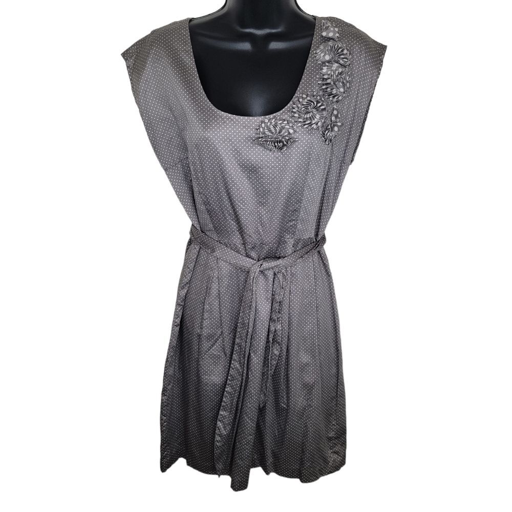 Ann Taylor LOFT Petites gray cotton polka dot dress size 8P